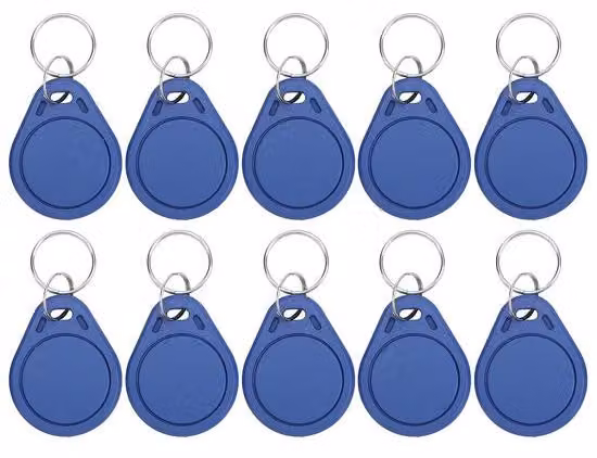 Set di 10 tag RFID in ABS, scrivibili, per controllo accessi, identificazione e sistemi di sicurezza, con laccetto. Etichette di identificazione