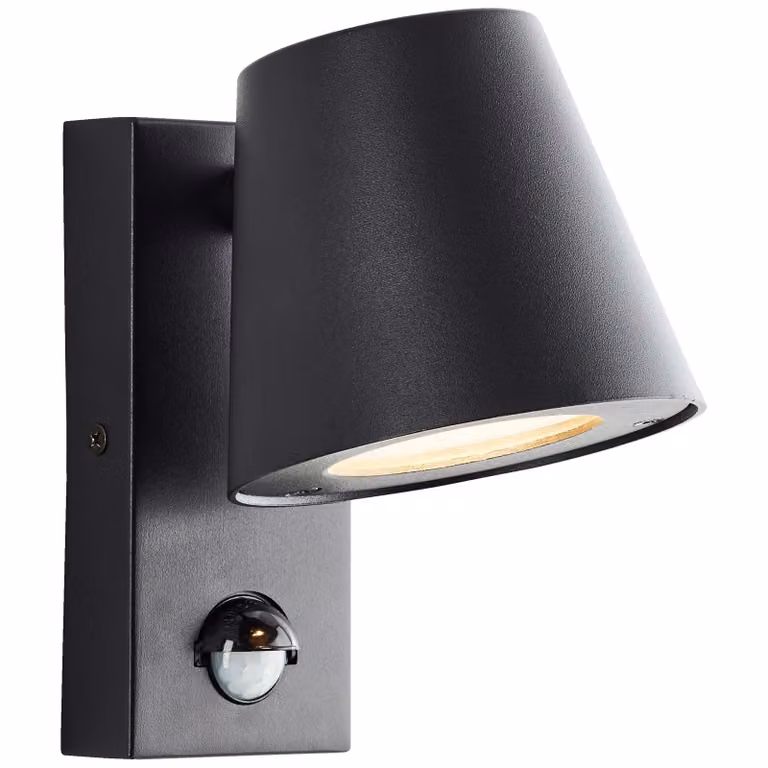 Lampada da parete per esterni con rilevatore di movimento, GU10, metallo/plastica, nero