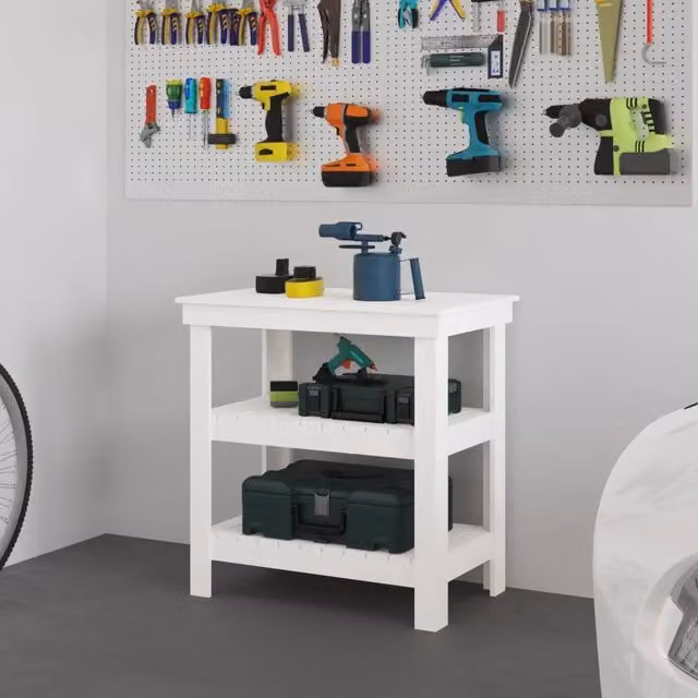 Banco da lavoro vidaXL in legno di pino bianco L/P/H: 78,4 x 50 x 80 cm – 1