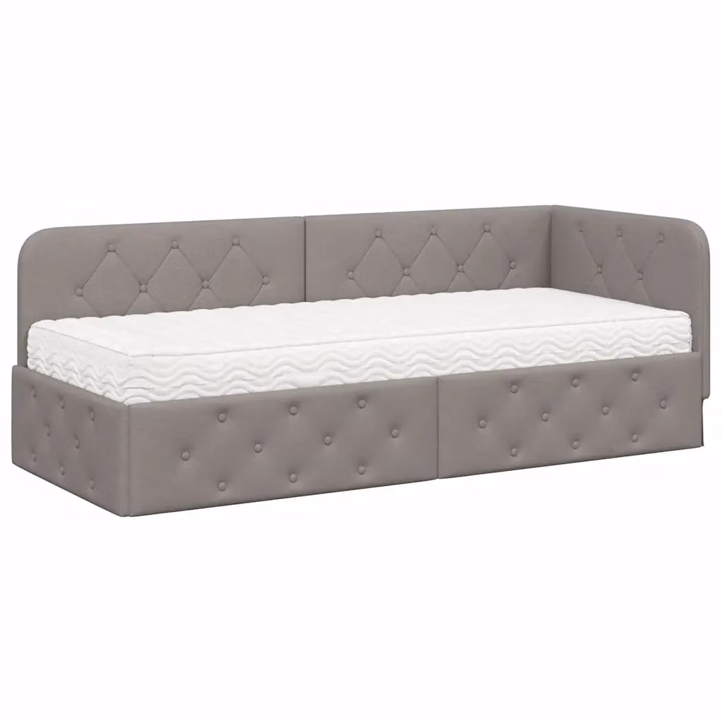 Letto ad angolo moderno vidaXL con chaise longue asimmetrica in tessuto beige o grigio, L: 204 cm, P: 140 cm, H: 84 cm – 2