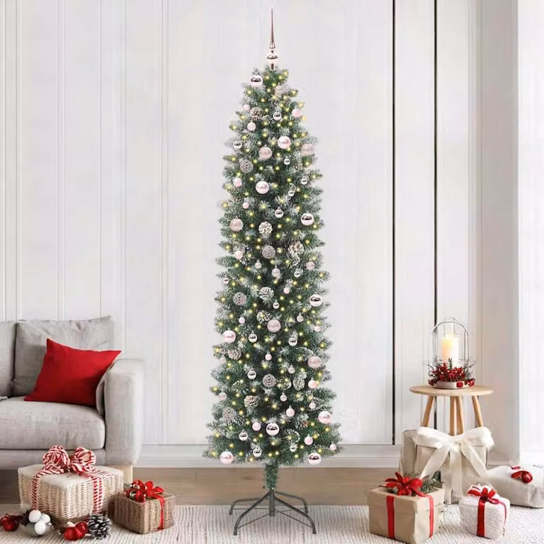 Maison Exclusive - Albero di Natale artificiale slanciato, verde e bianco, 240 cm