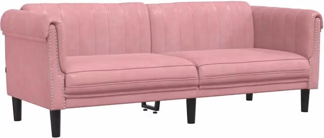 Divano | Divano da soggiorno | Sofa a 3 Posti Rosa in Velluto