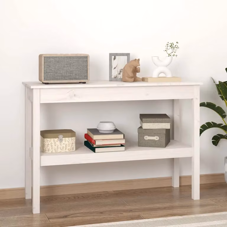 vidaXL Tavolo Consolle Moderno in Legno di Pino Bianco L: 110 cm, P: 40 cm, H: 75 cm