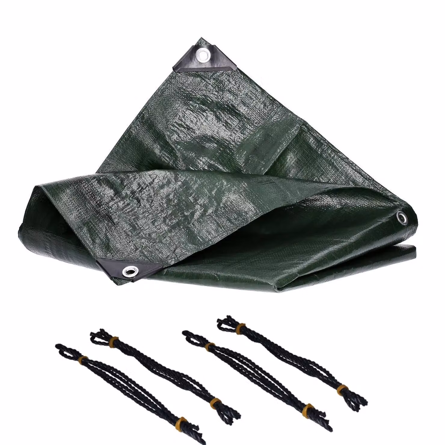 Telone di copertura, 2 x 3 metri, in tessuto da 260 g/m², verde, con corde di fissaggio incluse, rinforzi agli angoli e sui bordi