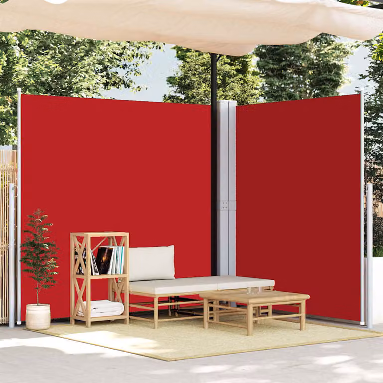 vidaXL Tenda da Sole Laterale Retrattile Rossa in Poliestere con Struttura in Acciaio e Alluminio L: 600 cm, H: 200 cm