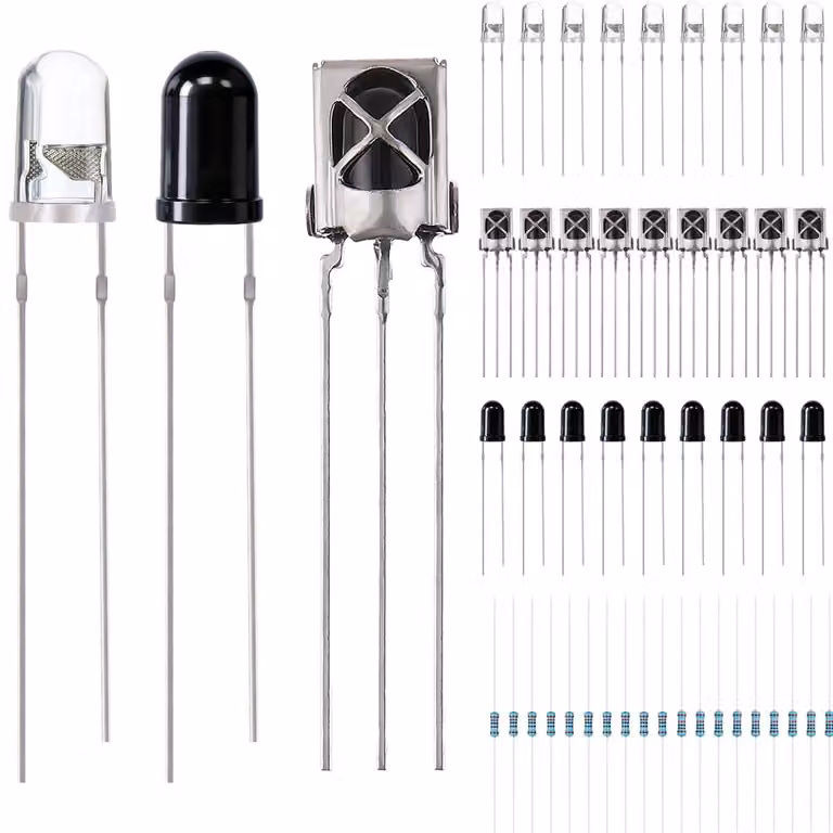 Set di LED a infrarossi da 5 mm, lunghezza d'onda 940 nm, 30 coppie con resistenze