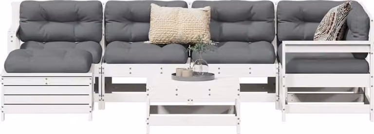 Maison Exclusive - Set Divani da Giardino 7 pz Bianco in Legno Massello di Pino