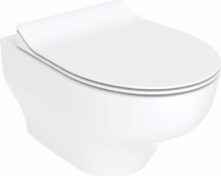 Creavit NESS, vaso sospeso senza brida, design Tornado, bianco lucido, senza anello di scarico, fornito senza coprivaso
