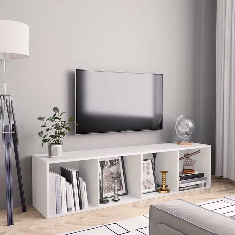 Libreria e Mobile TV vidaXL Bianco con design classico e montaggio a parete L 143 x P 30 x H 36 cm