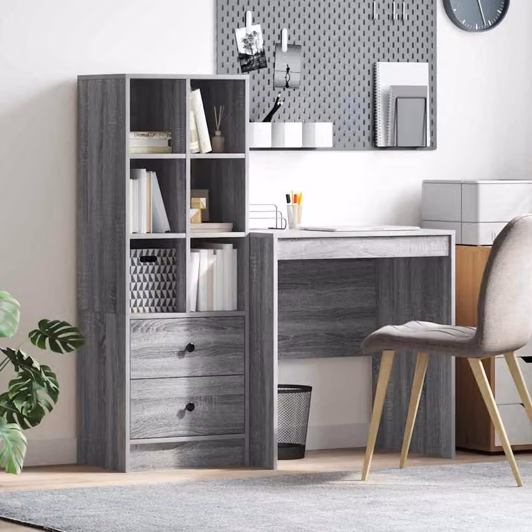 Maison Exclusive - Scrivania con cassetto 2 pcs Grigio Sonoma