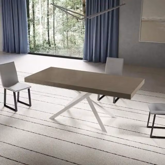 Tavolo allungabile 180/284x90 cm Niket tortora gambe bianche