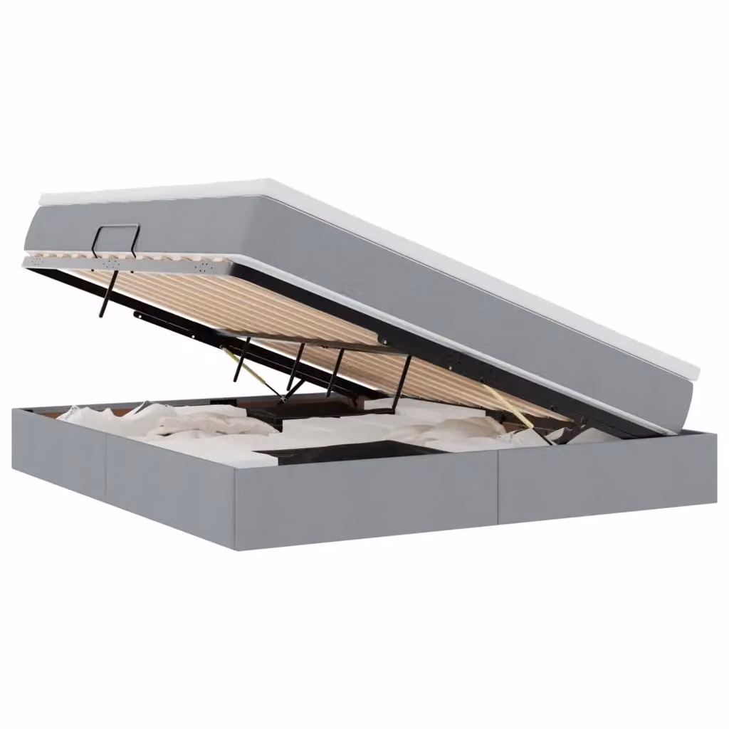 Letto con contenitore e materasso ibrido vidaXL Grigio chiaro L/P/H: 160 x 200 x 280 cm – 2