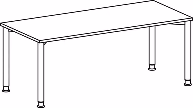 Scrivania regolabile in altezza, 1800x800x680-800, grigio chiaro/argento