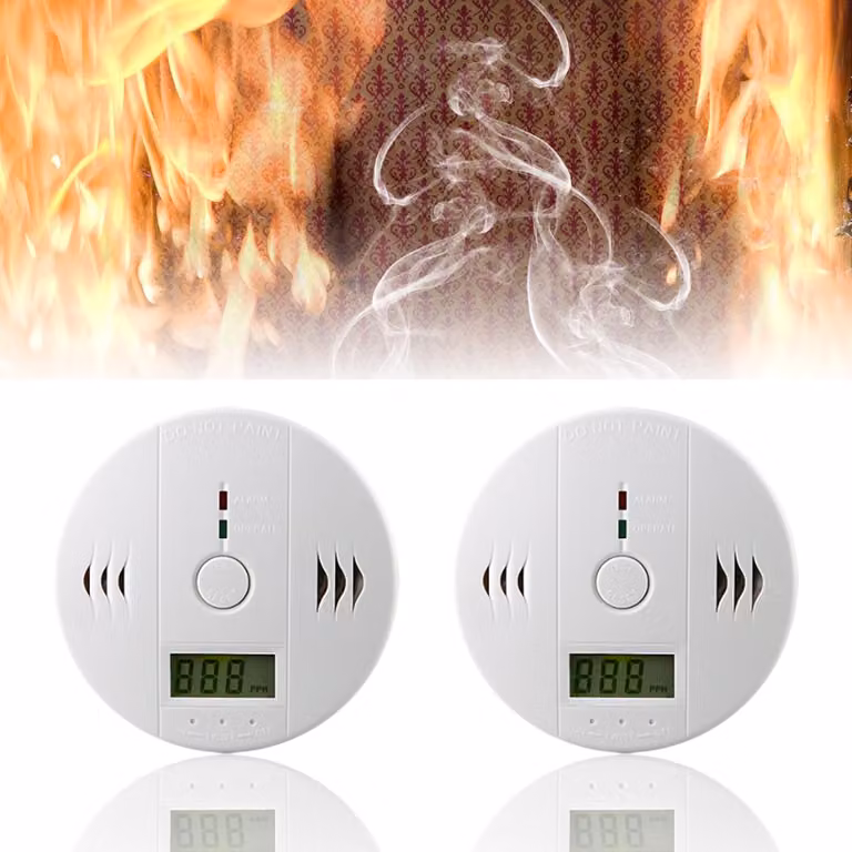 Jayseuw rilevatore di CO bianco Set di 2 rilevatori di monossido di carbonio 85 dB acustico e visivo