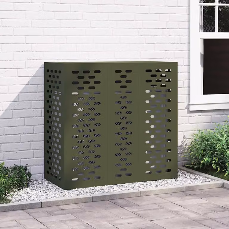 Copertura per condizionatore d'aria vidaXL in acciaio, colore verde oliva