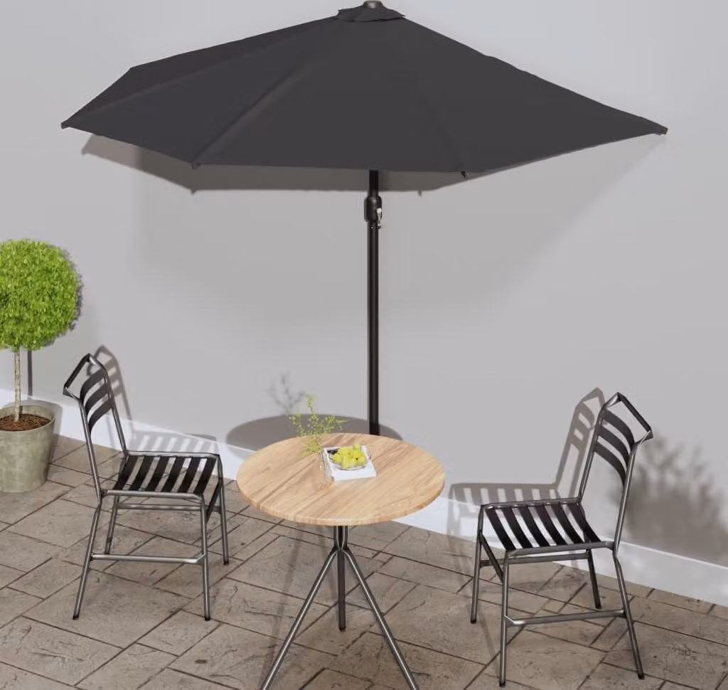 Maison Exclusive - Ombrellone da balcone con palo in alluminio, nero, 270x144x222 cm, a forma semicircolare