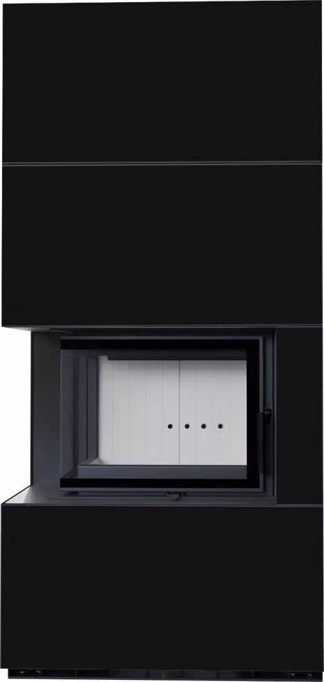 KRATKI FLOKI BOX kit caminetto sinistro 8 kW Ø 160 quarzo sinterizzato NERO ASSOLUTO con porta a molla