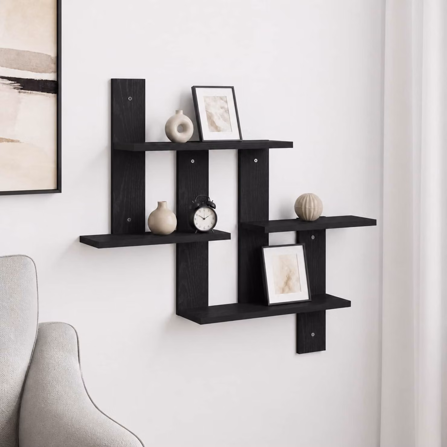 Scaffale da parete moderno vidaXL in MDF Nero Opaco L: 85 cm, P: 13,5 cm, H: 73,5 cm