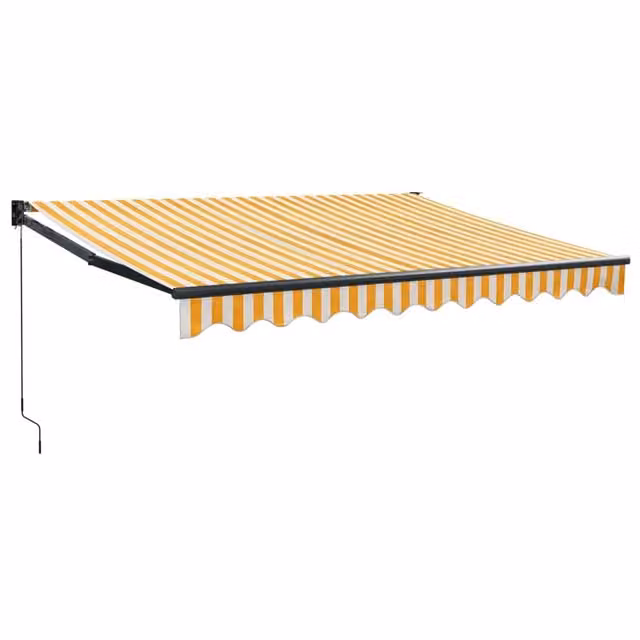 Tenda da Sole | Tenda Retrattile Gialla e Bianca 3,5x2,5 m Tessuto e Alluminio