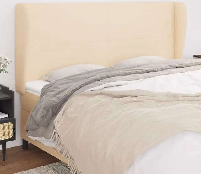 Testiera con Orecchie Design Mania in Tessuto Beige L: 203 cm, P: 23 cm, H: 118/128 cm