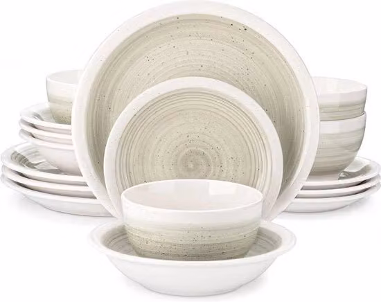 Set da tavola in ceramica 16 pezzi beige per 4 persone