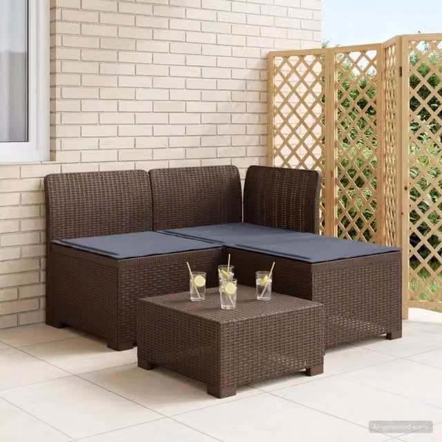Divano da esterno-Divano da Giardino 3 posti con cuscini in look rattan PP 764080