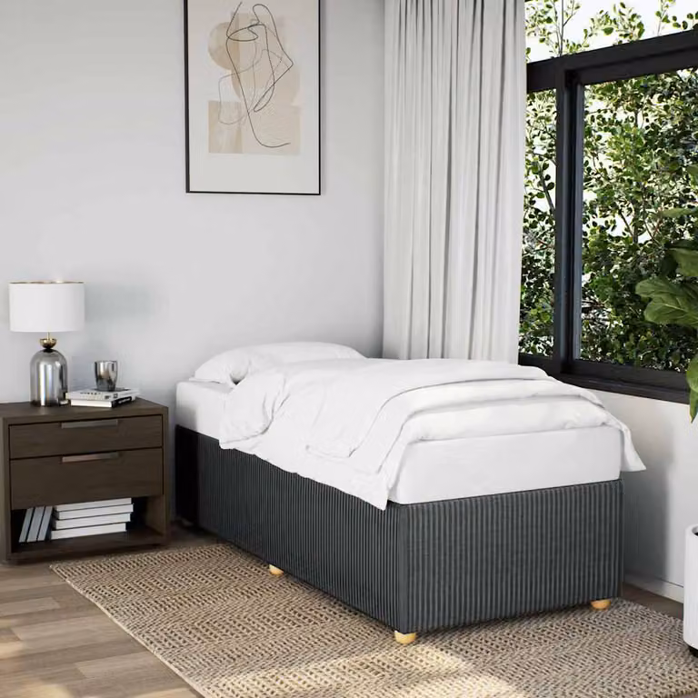 vidaXL Giroletto Singolo in Tessuto Grigio con Listelli in Legno 90 x 190 cm