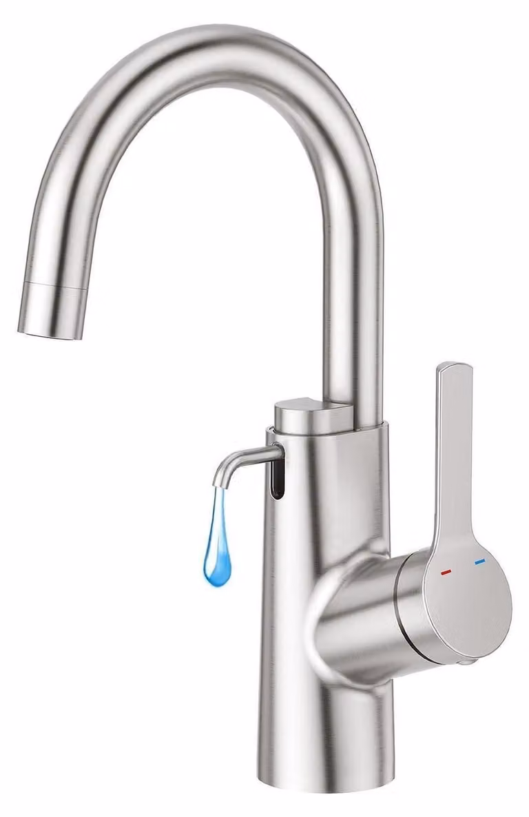 Rubinetto monocomando girevole a 360° con dispenser per sapone, in acciaio inossidabile, per cucina/bagno