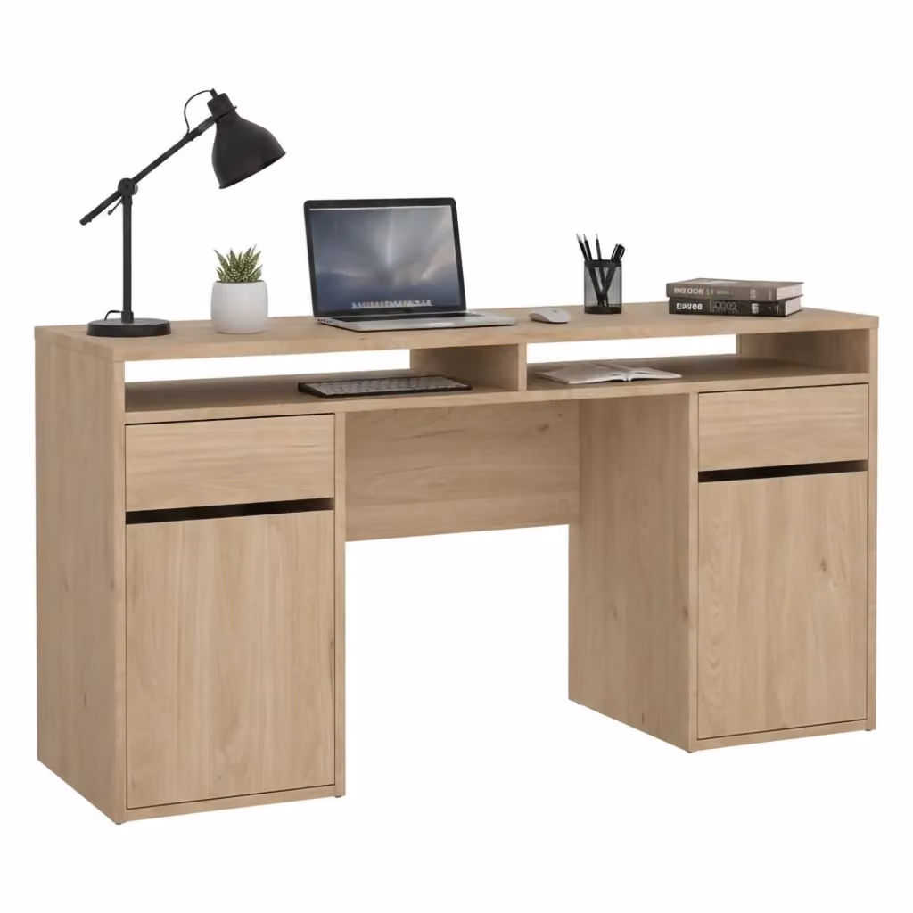 Scrivania DMORA moderna in legno color rovere per ufficio e casa L/P/H: 149 x 48 x 77 cm – 2
