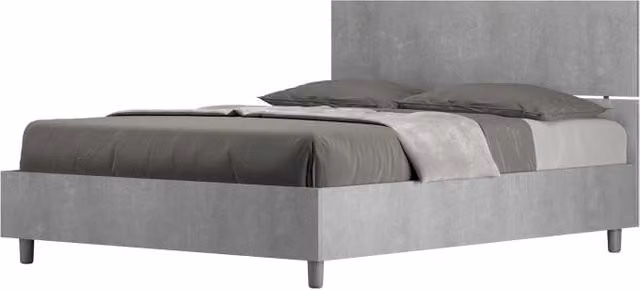 Letto Matrimoniale francese 140x190 cm testata dritta Demas - Senza rete,Grigio