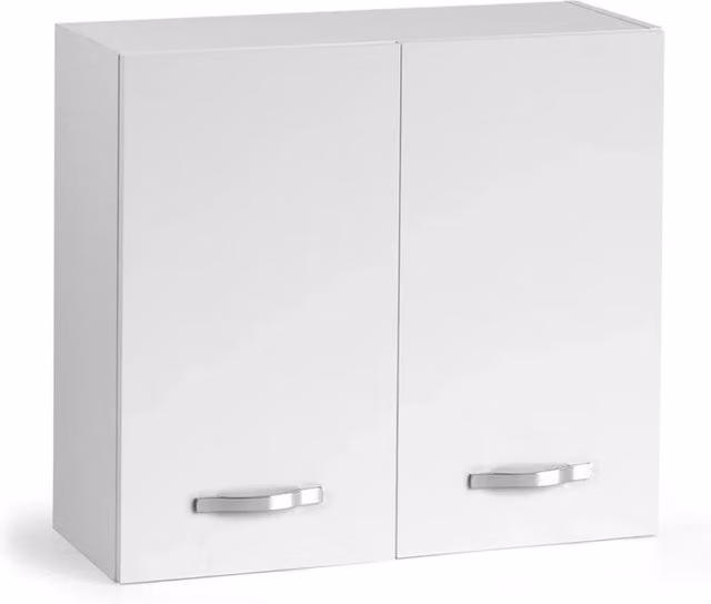 Pensile colapiatti componibile Redokasa per cucina in legno di frassino bianco con due ante, L: 80 cm, H: 72 cm, P: 32 cm