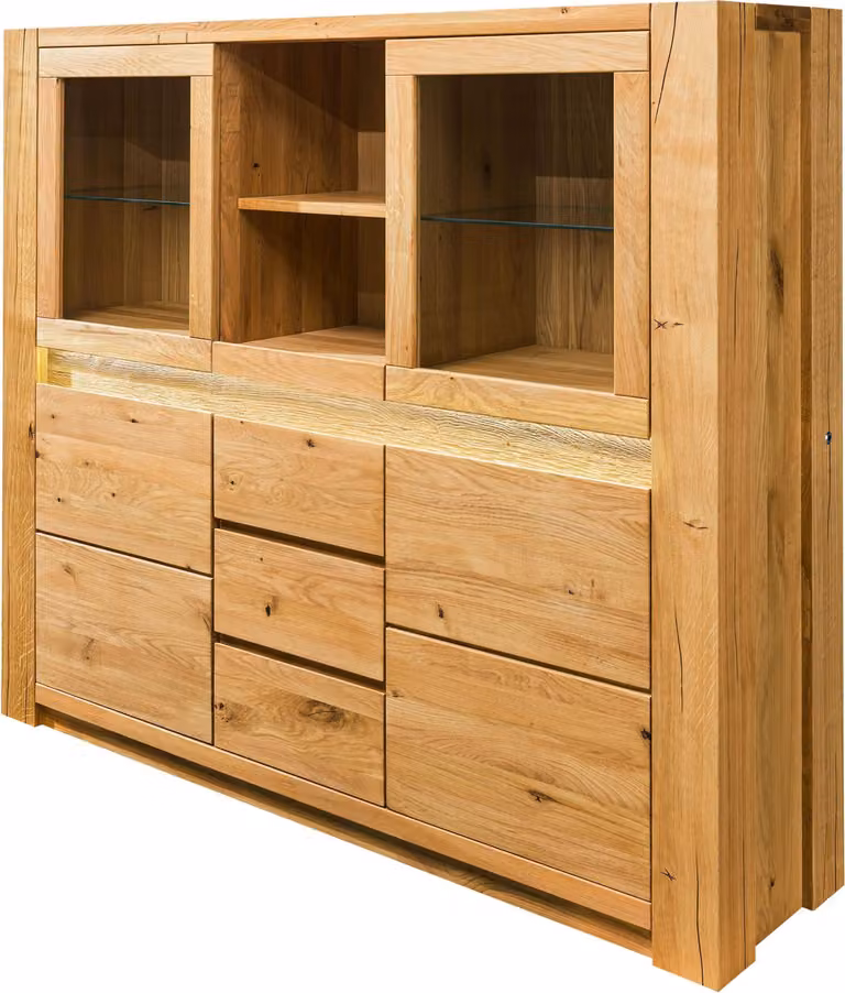 MASSIVMOEBEL24 | Credenza in legno di quercia selvatica 163x40x142 oliato naturale KENT #105