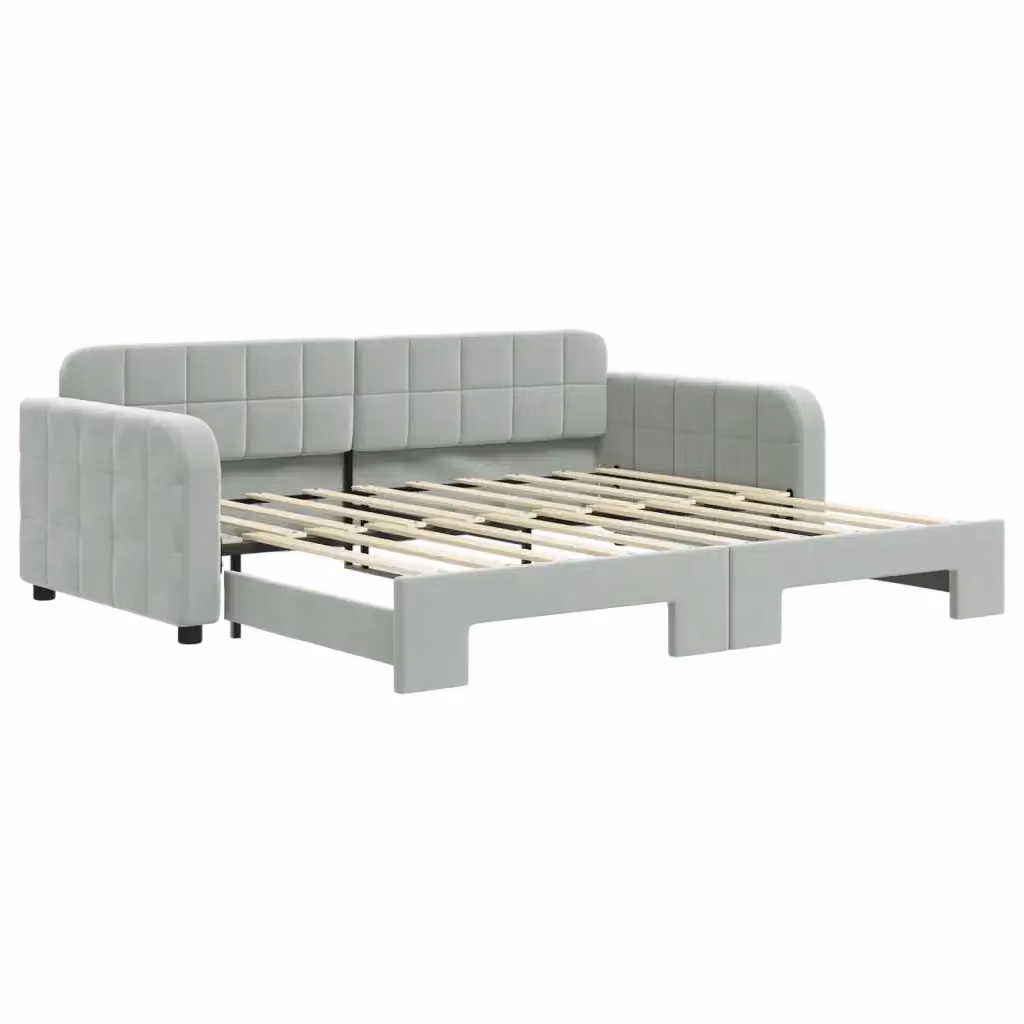Divano Letto con Letto Estraibile vidaXL in Velluto Grigio per Soggiorno e Camera da Letto L/P/H: 213 x 90 x 71 cm – 2