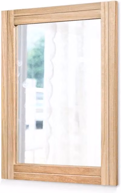 Specchio di design rurale rettangolare in legno per la stanza da letto o la camera da bagno, dimensioni 70 x 50 cm