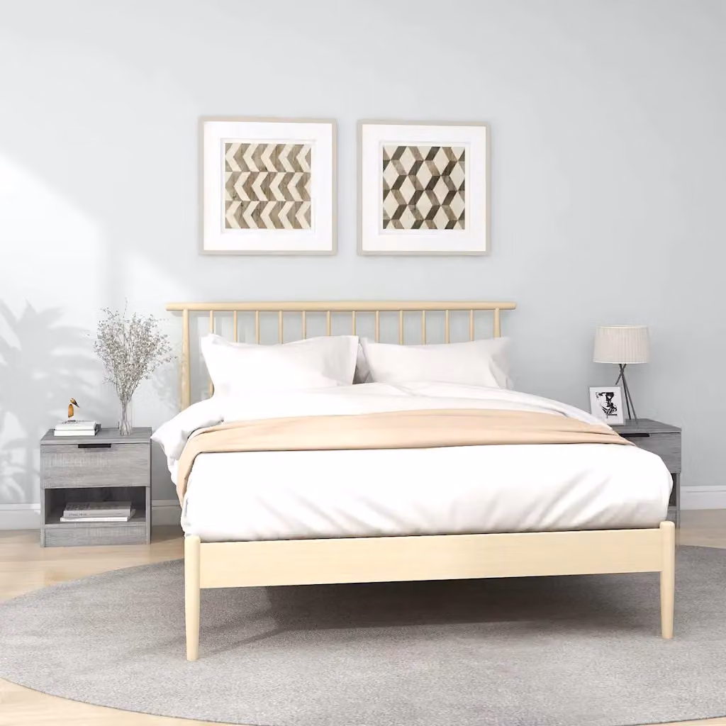 Set di 2 comodini moderni vidaXL in legno multistrato e MDF, colore grigio Sonoma, finitura opaca
