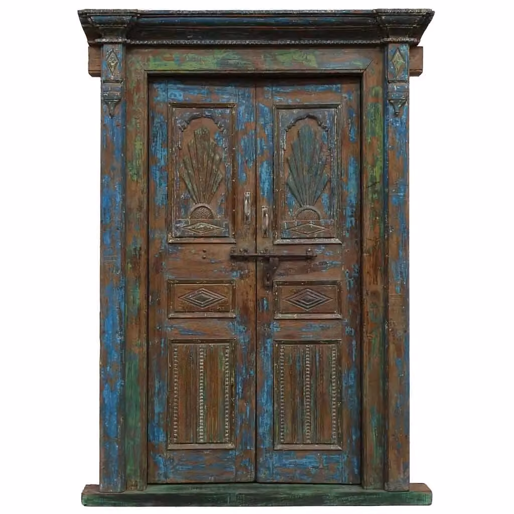 Porta in legno e acciaio Wanderlust Deco colore marrone stile antique L: 160 cm, P: 20 cm, H: 224 cm – 2