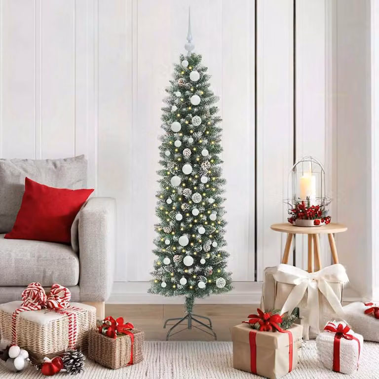 Maison Exclusive - Albero di Natale artificiale slanciato, verde e bianco, 150 cm
