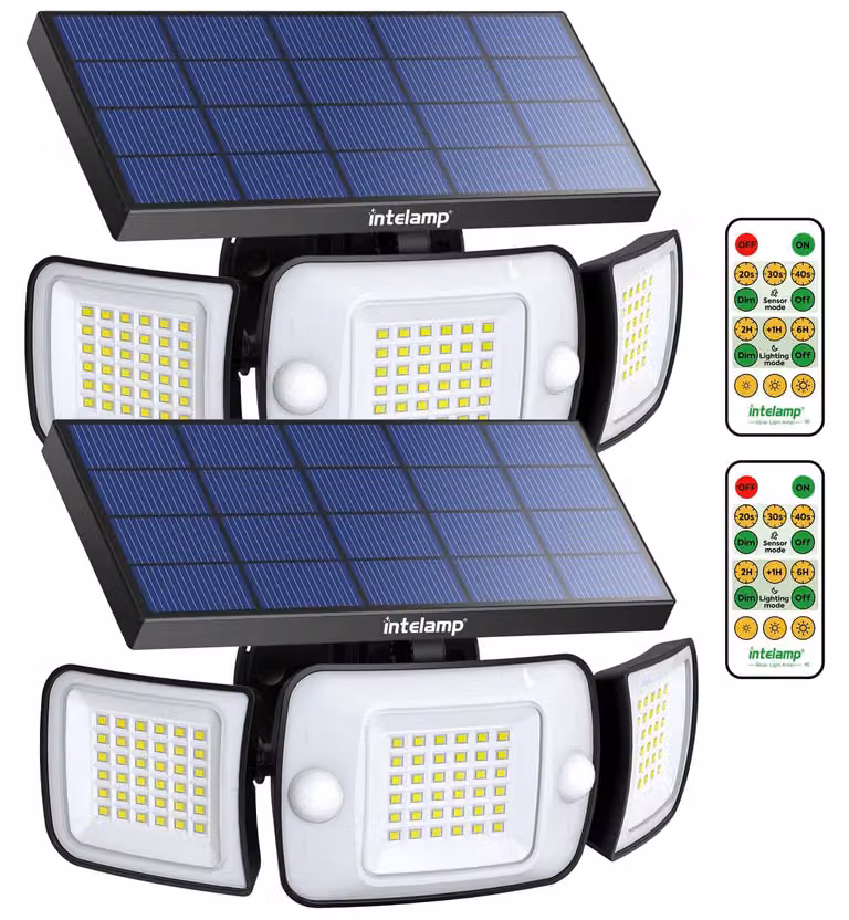 Set di 2 lampade solari, capacità 6000 mAh, copertura a 270°, grado di protezione IP65, luce bianca fredda