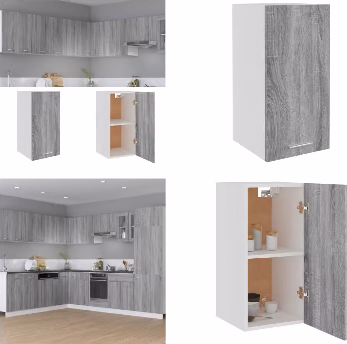 vidaXL Armadio a muro Grigio Sonoma 29,5x31x60 cm Materiale a base di legno - Armadio a muro - Armadi a muro - Armadio da cucina - Armadietto a muro