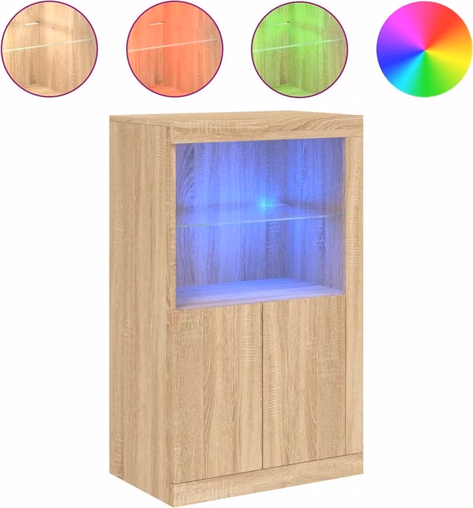 Armadietto con Luci LED Rovere Sonoma in Legno Multistrato