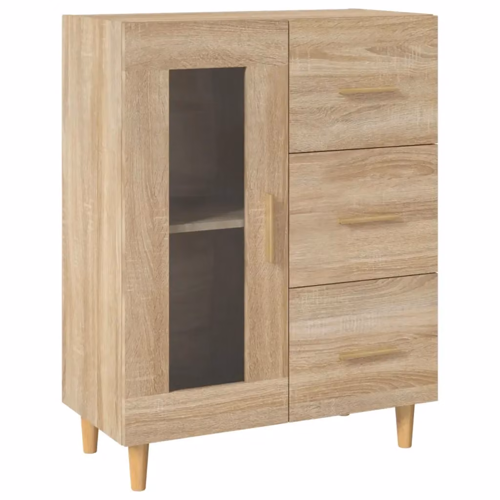 Credenza Buffet Armadio da Cucina Design Mania in Legno e Vetro Marrone L: 69,5 cm, P: 34 cm, H: 90 cm – 2