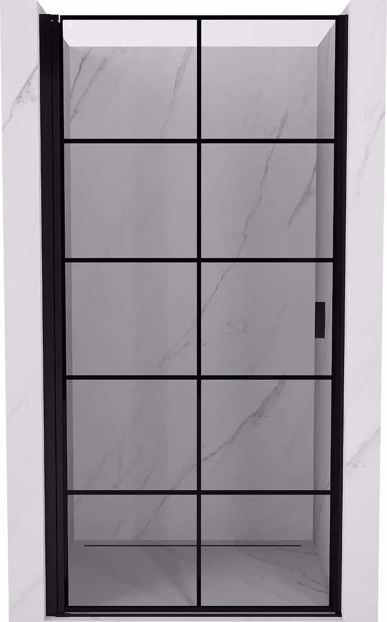 Mexen Mist-B porta doccia a battente sinistra 70 cm, griglia nera, nero - 8A2-070-000-70-77-L