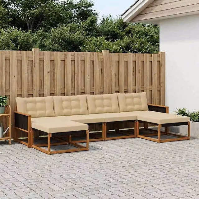 Set di divani da esterno 6 pz Naturale e Beige 3381593