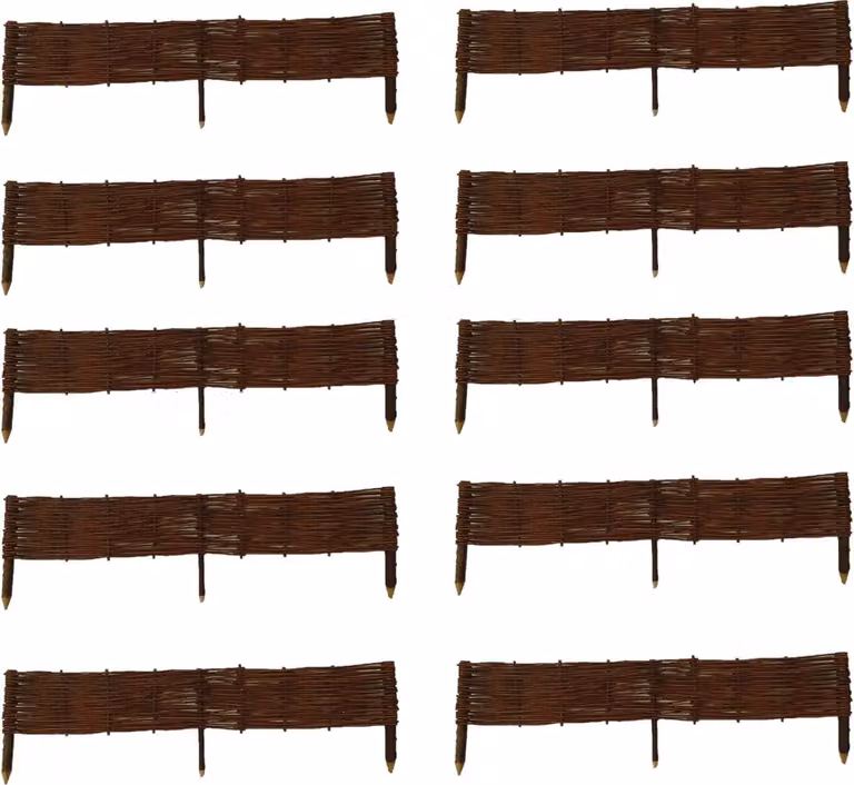 Set di 10 Palizzate in Salice 100x20 cm – Recinzione in Vimini Naturale per Aiuole e Bordo Prato