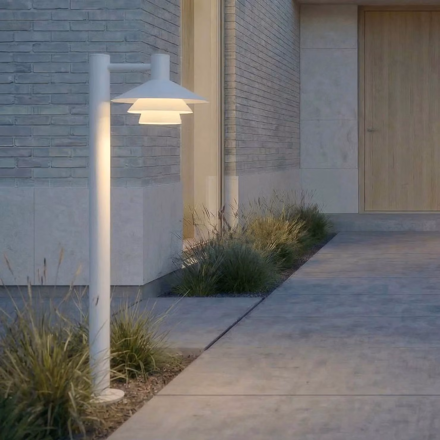 Lampione a LED Lucande Montaro, 100 cm, bianca Montaro, Bianco / Opale, Alluminio, Moderno