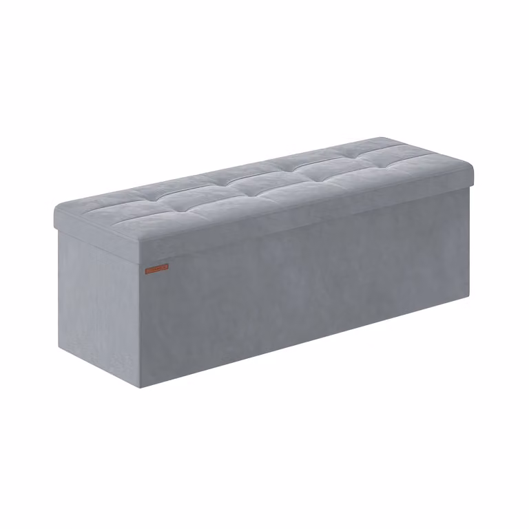 Cassapanca Pieghevole in Velluto con Scatole, Grigio Tortora / 38 x 110 x 38 cm