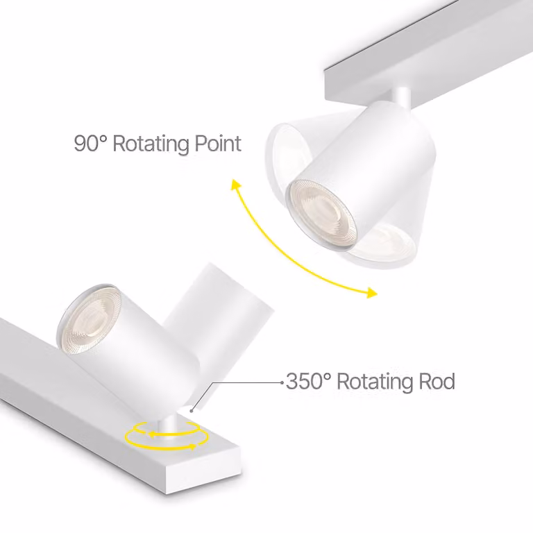 Faretto da soffitto a LED a 4 luci con attacco GU10, orientabile a 350° – moderno faretto da soffitto bianco Braytron