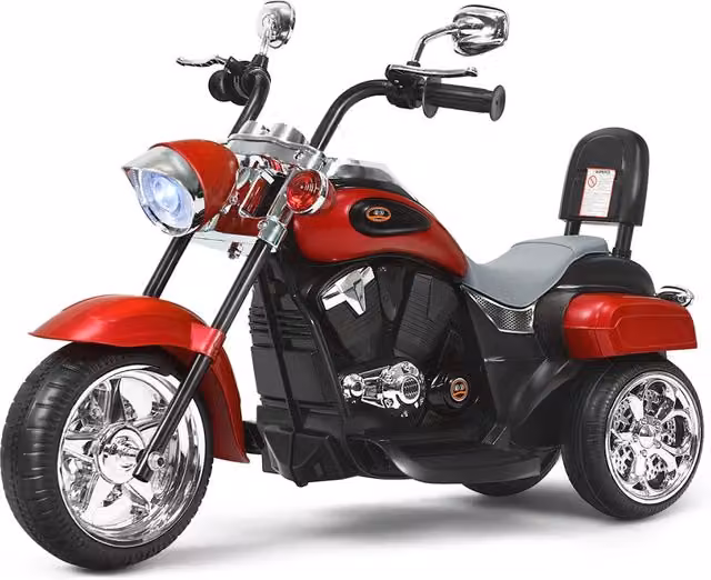 Moto elettrica chopper per bambini con effetti luce e suono, colore rosso, L/P/H: 91 x 48 x 64 cm
