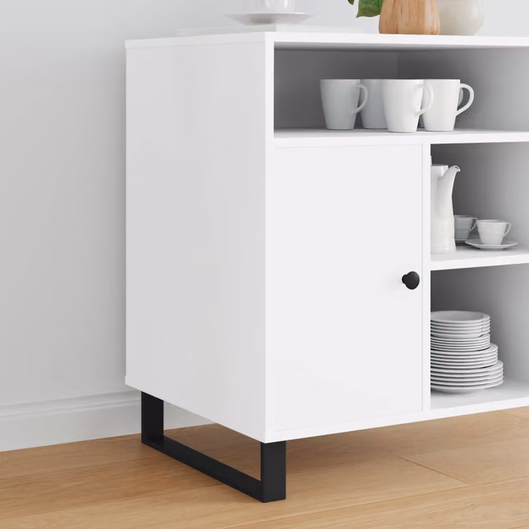 Set di 12 piedini per mobili vidaXL in acciaio nero opaco L: 43,6 cm, P: 4,05 cm, H: 10,0 cm