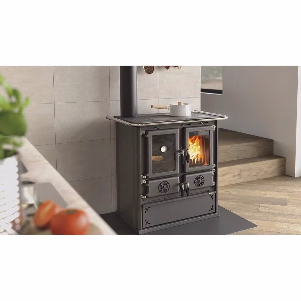 Stufa a Legna Nordica Rosetta Sinistra 5.0 VST in Acciaio Nero – 2